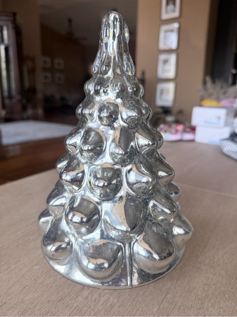 Pottery Barn mercury glass Silver Ceramic Holiday Tree Decor